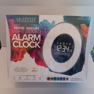 La Crosse 7 Color Mood Light LCD Alarm Clock with Nature Sounds USB charge